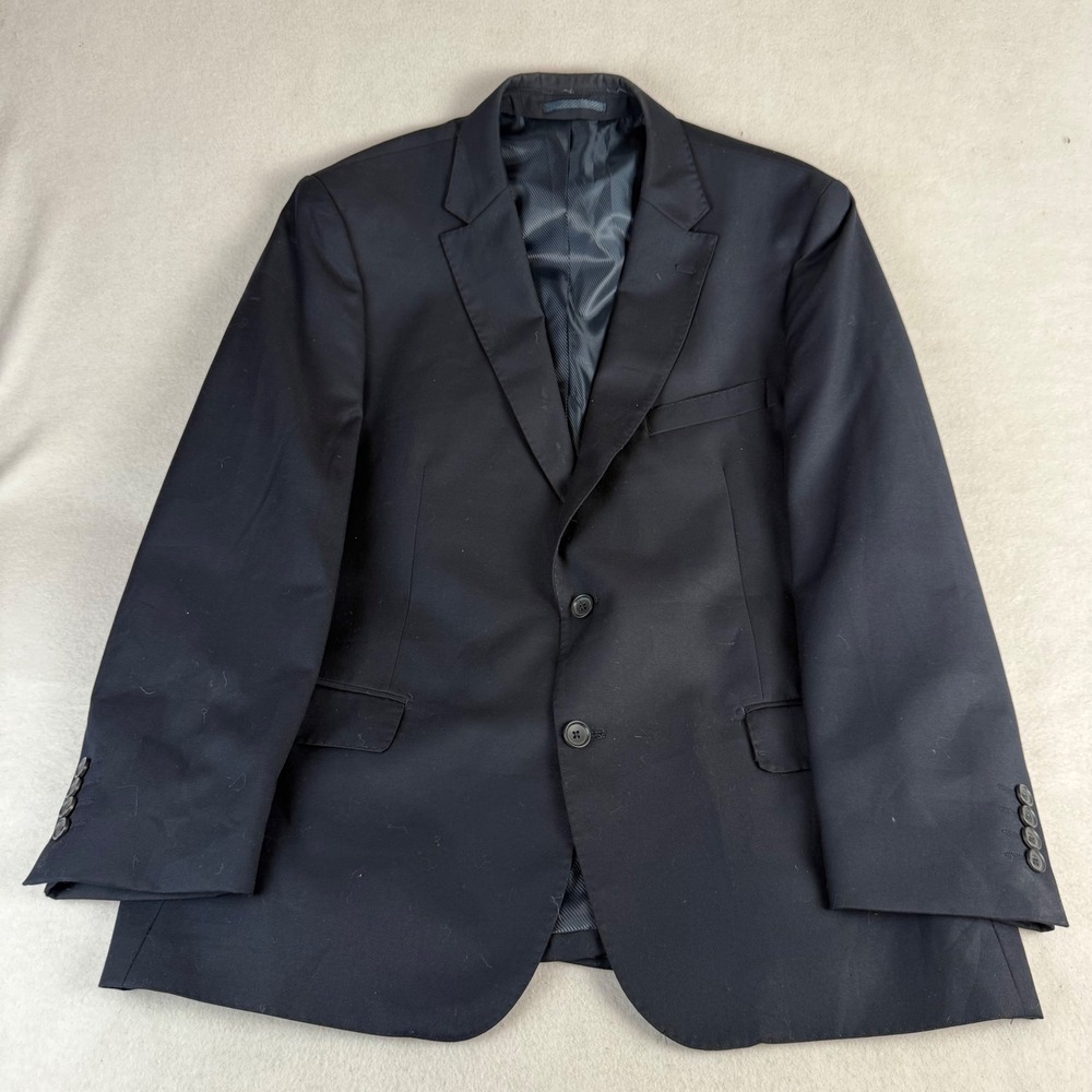 Giorgio Fiorelli Mens Navy Blue 2-Button Blazer Jacket Size 40 G47815 Super Fine